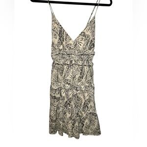 By Together Botanical Tiered Mini Dress Criss Cross Back Adjustable Straps‎ SZ L